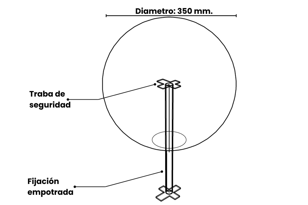 esfera de caucho 350 empotrada